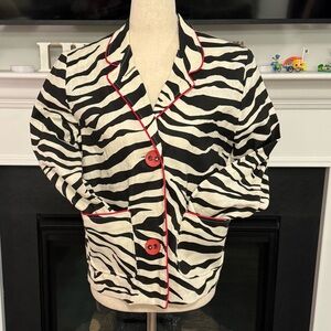 Painted Pony Zebra Print Linen Blazer – Made in USA – Size XS